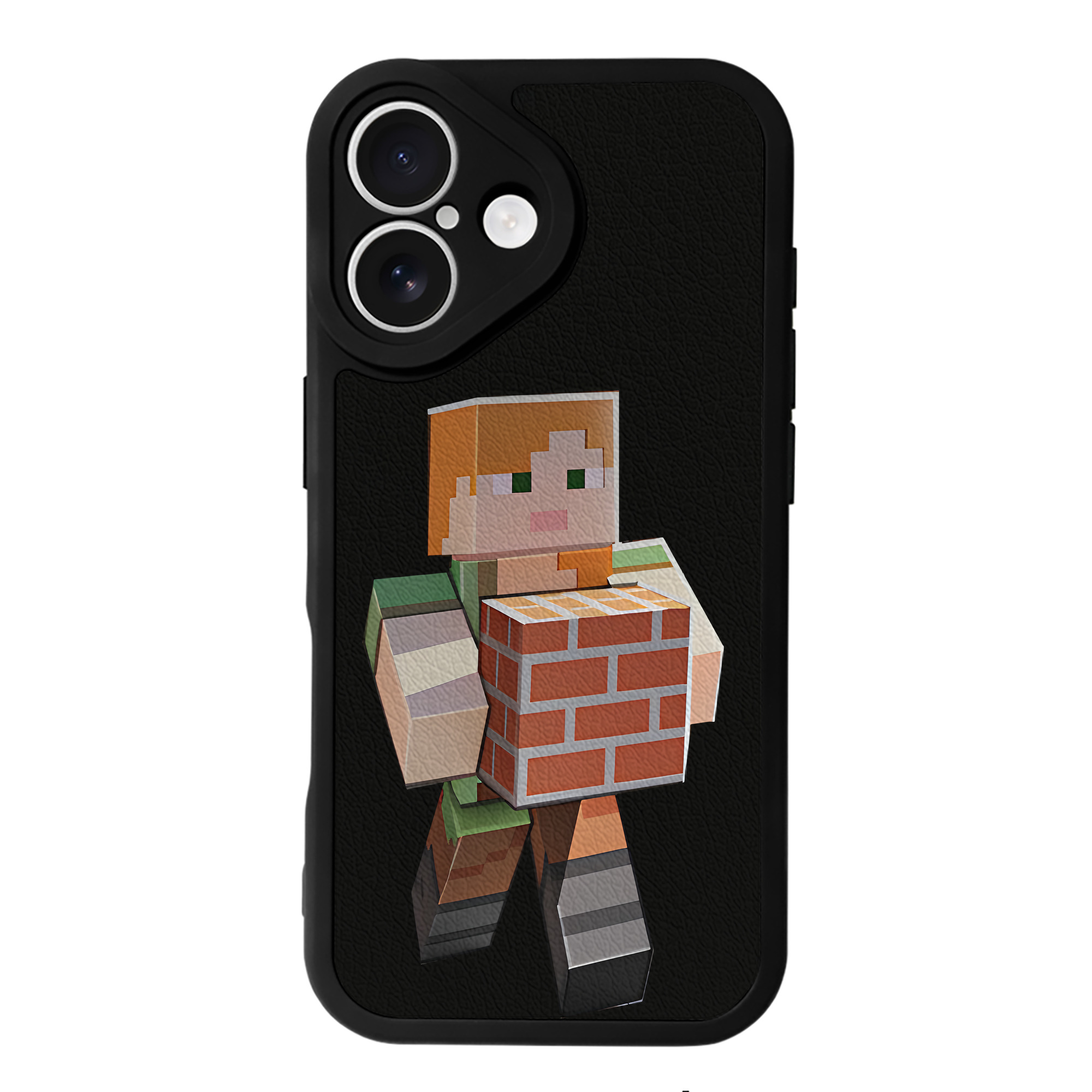 （画像用） マインクラフト ブロックの世界 Minecraft MC Block world 【iPhone 16シリーズ対応】シリコンスマホケース（レザー調） 材質：シリコン